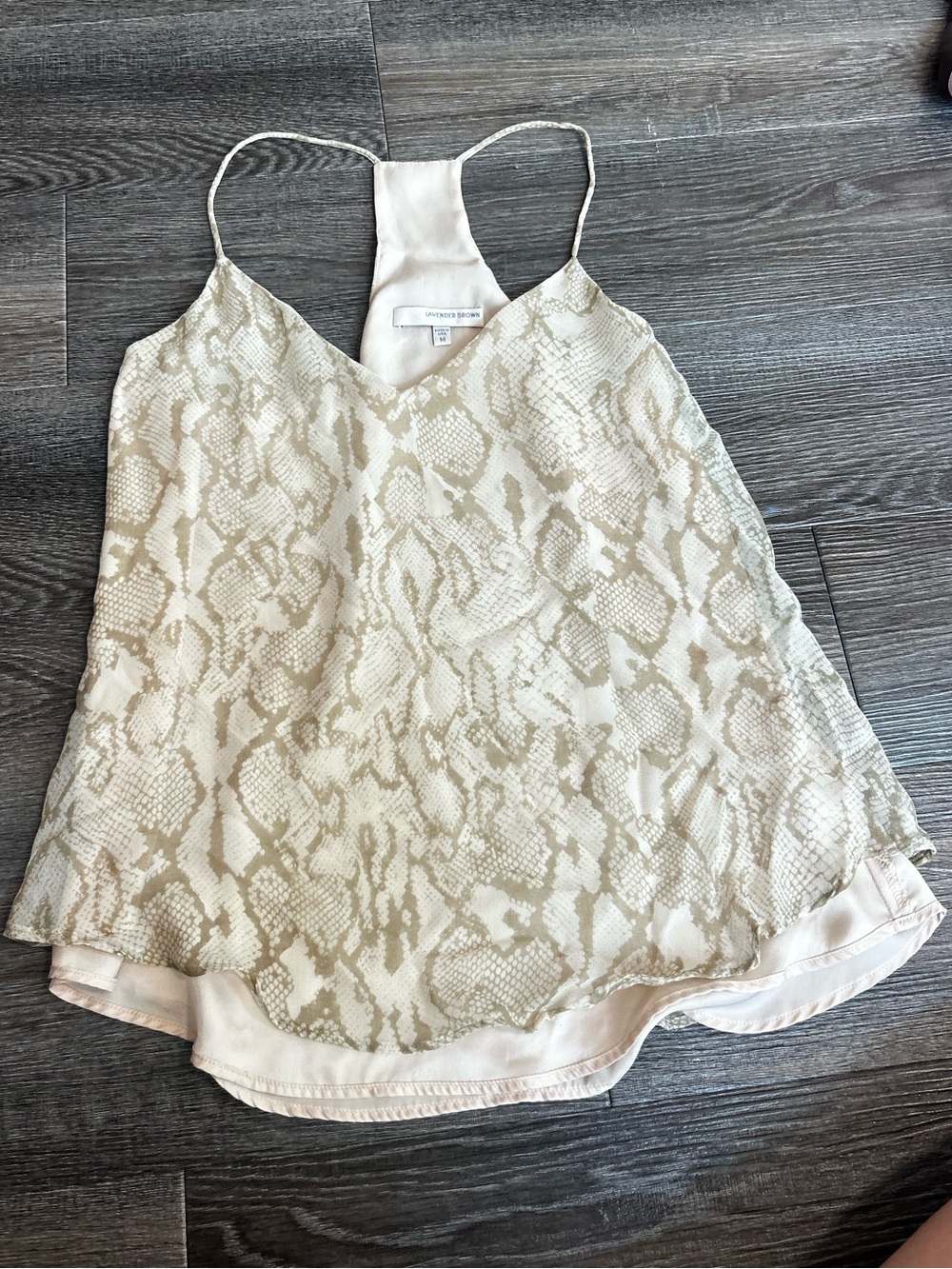 Lavender Brown Cream Snake-Print Satin Cami